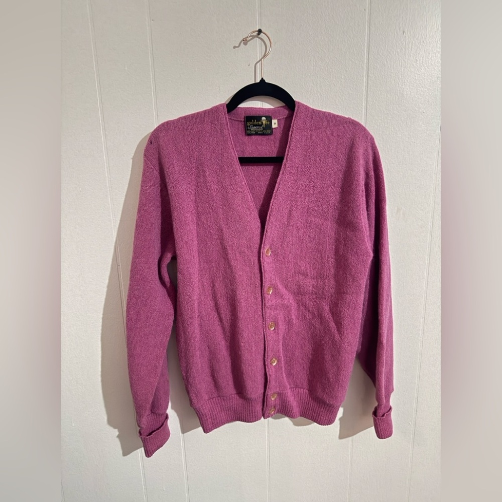 RARE Vintage Golden Tee by‎ Campus Pink/Purple Preppy Golf Sweater Alpaca & Wool